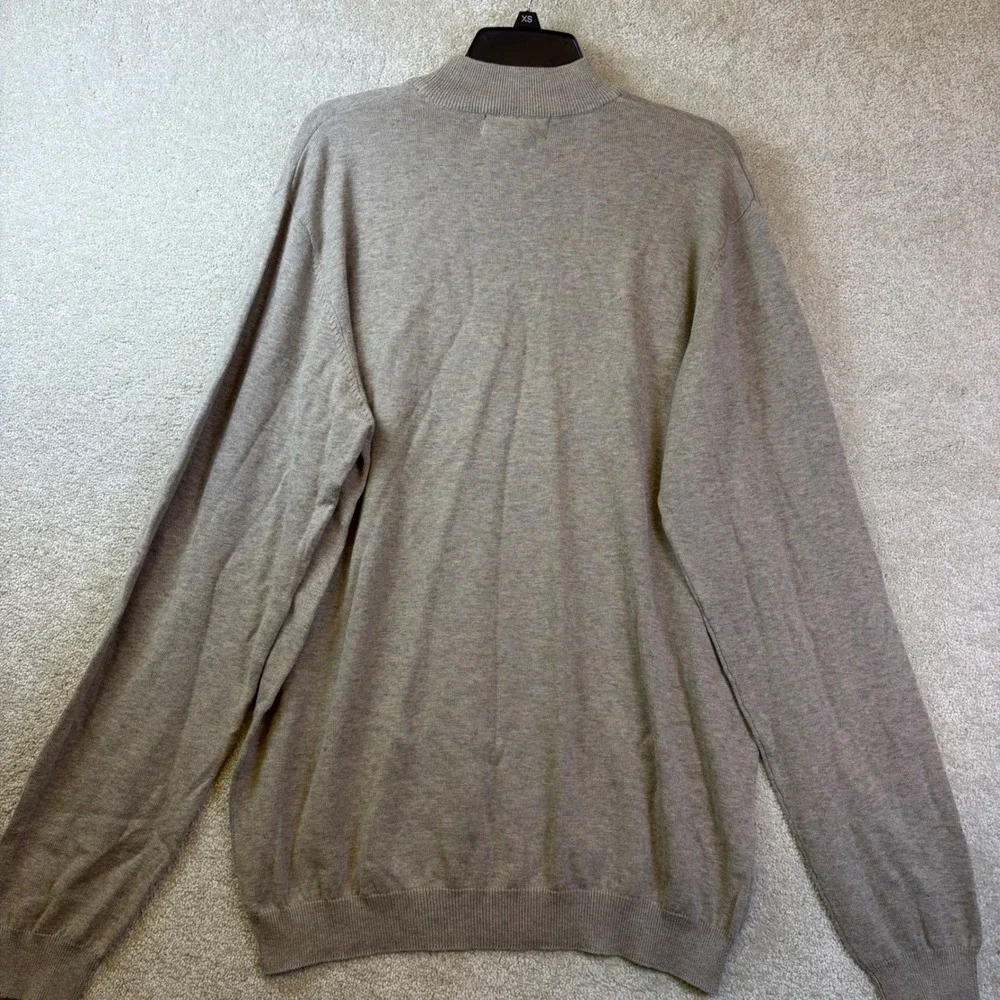Croft & Barrow Mock Neck Sweater Men Large Tall Taupe Heather Cotton Classic NEW